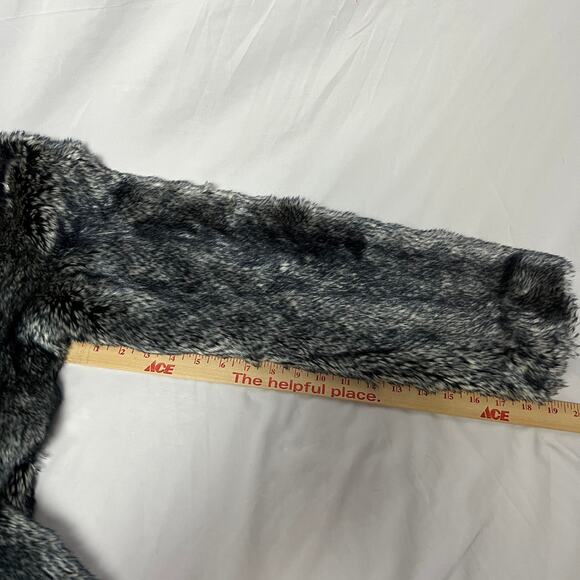 Mobwife Rampage Faux Fur Coat Y2K 90s Glam Quiet Luxury L Women Blue Gray Black - Picture 11 of 13